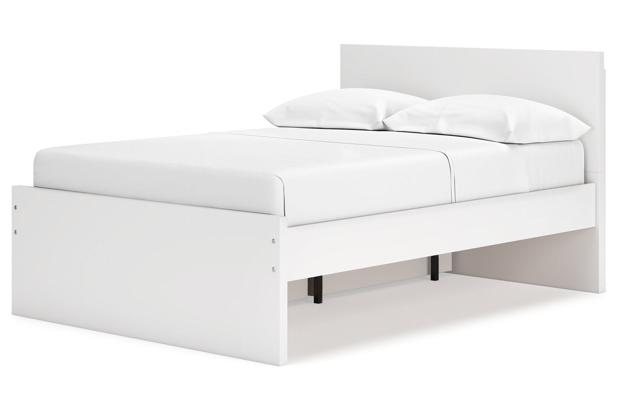 Onita White Full Panel Platform Bed with 1 Side Storage - Ashley - Luna Furniture