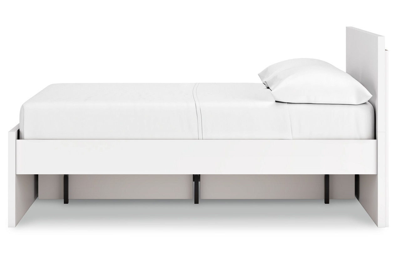 Onita White Full Panel Platform Bed with 1 Side Storage - Ashley - Luna Furniture