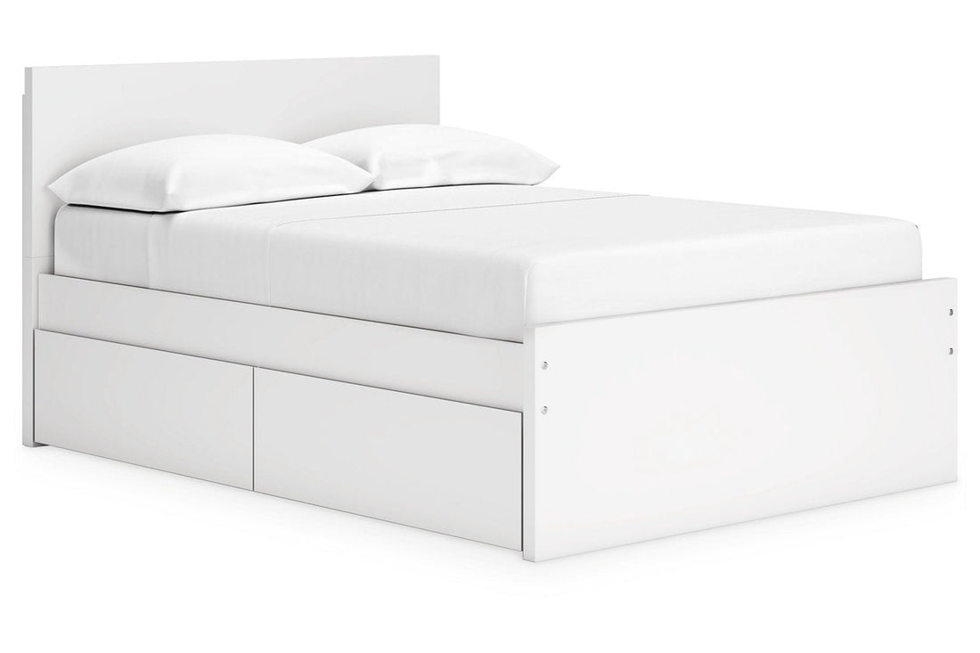 Onita White Full Panel Platform Bed with 2 Side Storage - Ashley - Luna Furniture