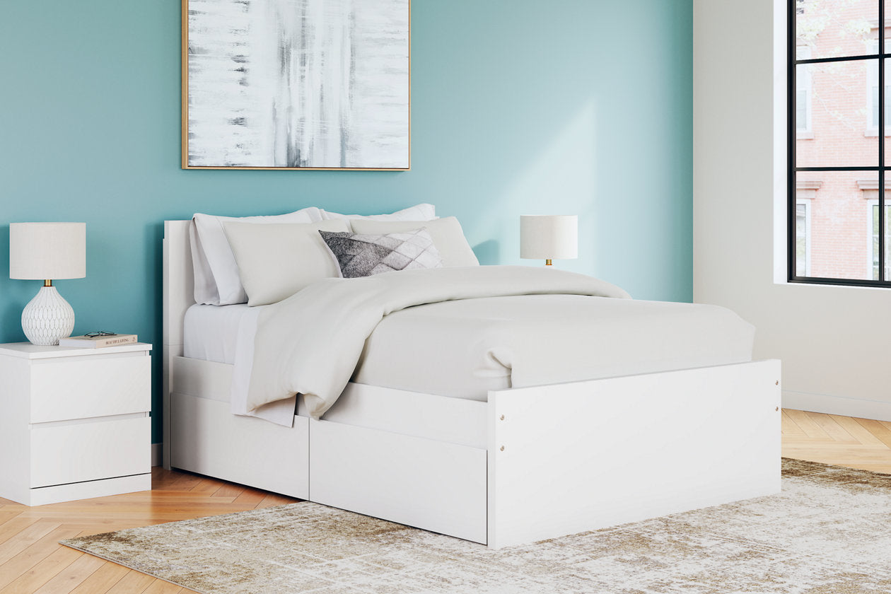 Onita White Full Panel Platform Bed with 2 Side Storage - Ashley - Luna Furniture