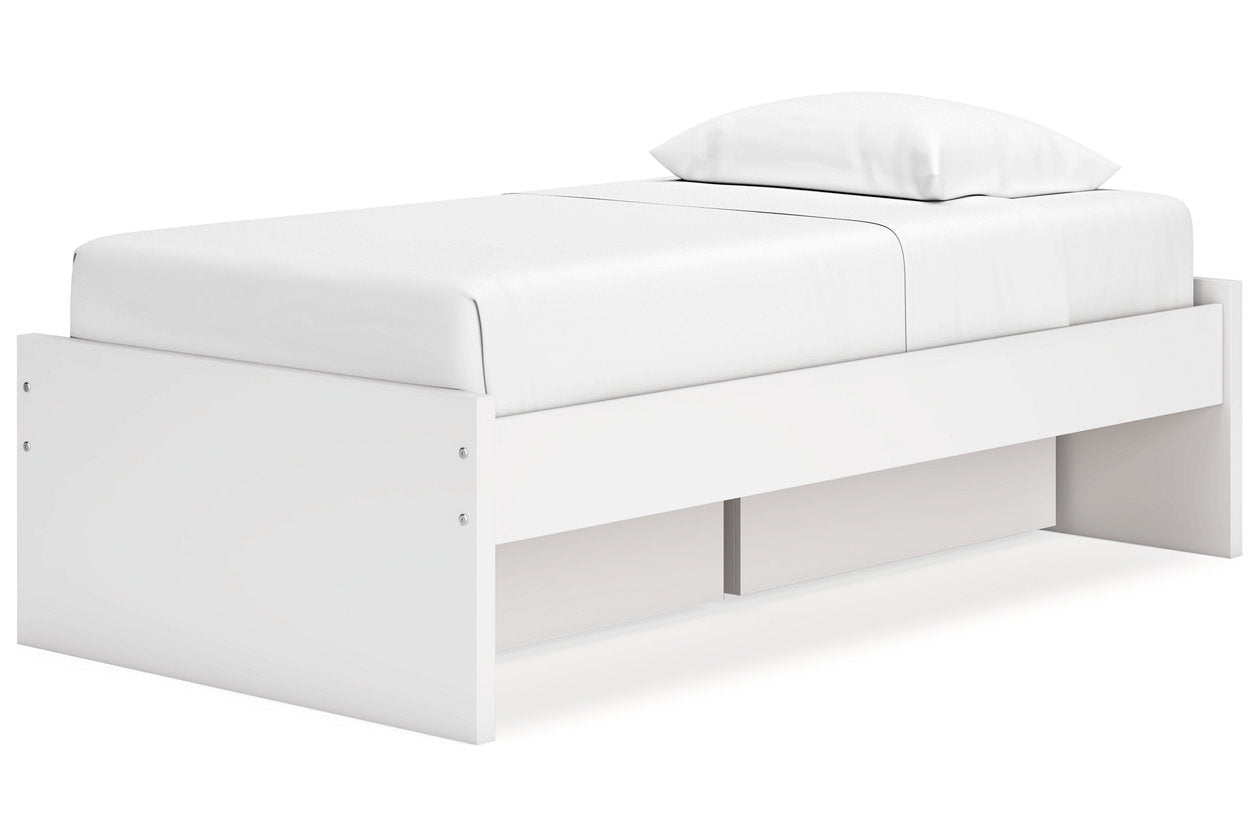 Onita White Twin Platform Bed with 1 Side Storage - Ashley - Luna Furniture