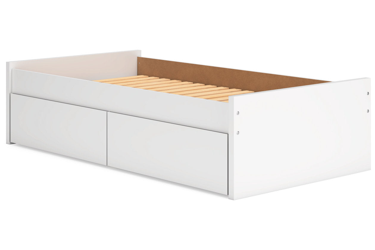 Onita White Twin Platform Bed with 1 Side Storage - Ashley - Luna Furniture
