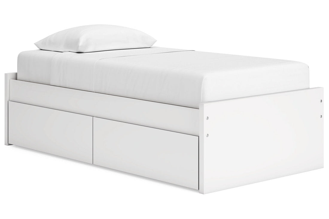 Onita White Twin Platform Bed with 1 Side Storage - Ashley - Luna Furniture