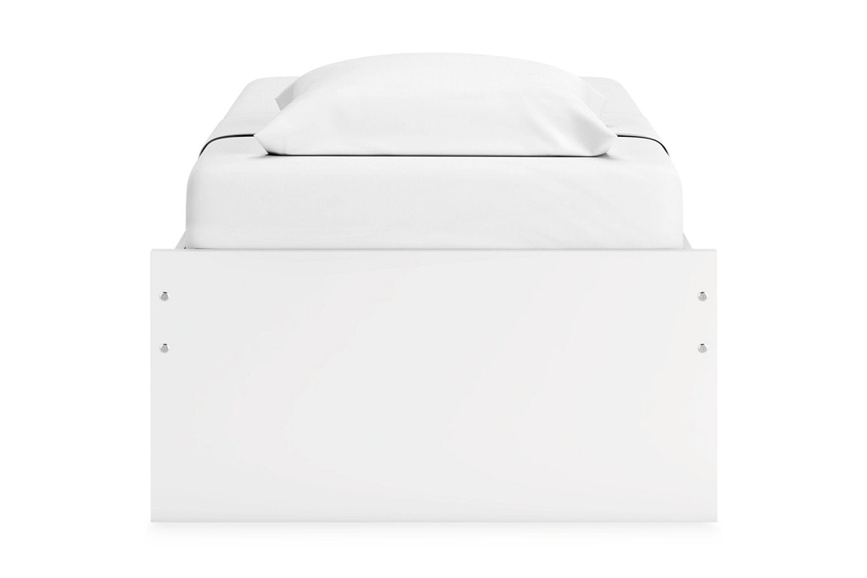 Onita White Twin Platform Bed with 1 Side Storage - Ashley - Luna Furniture