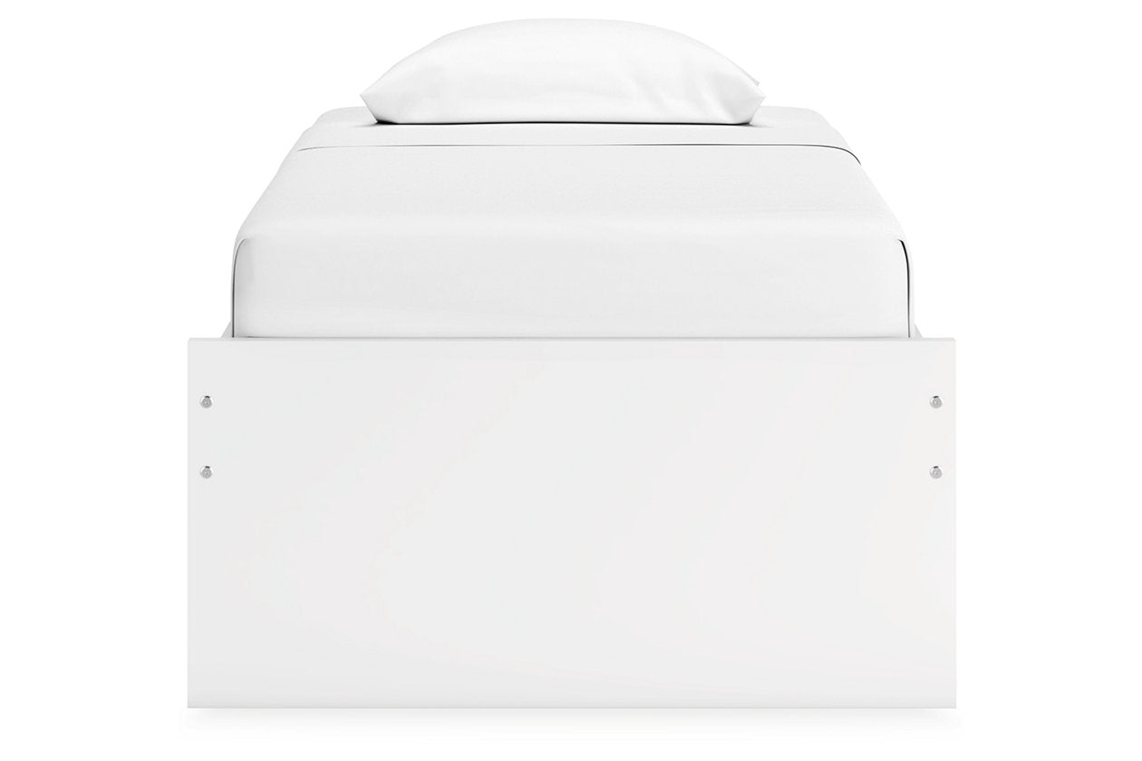 Onita White Twin Platform Bed with 1 Side Storage - Ashley - Luna Furniture