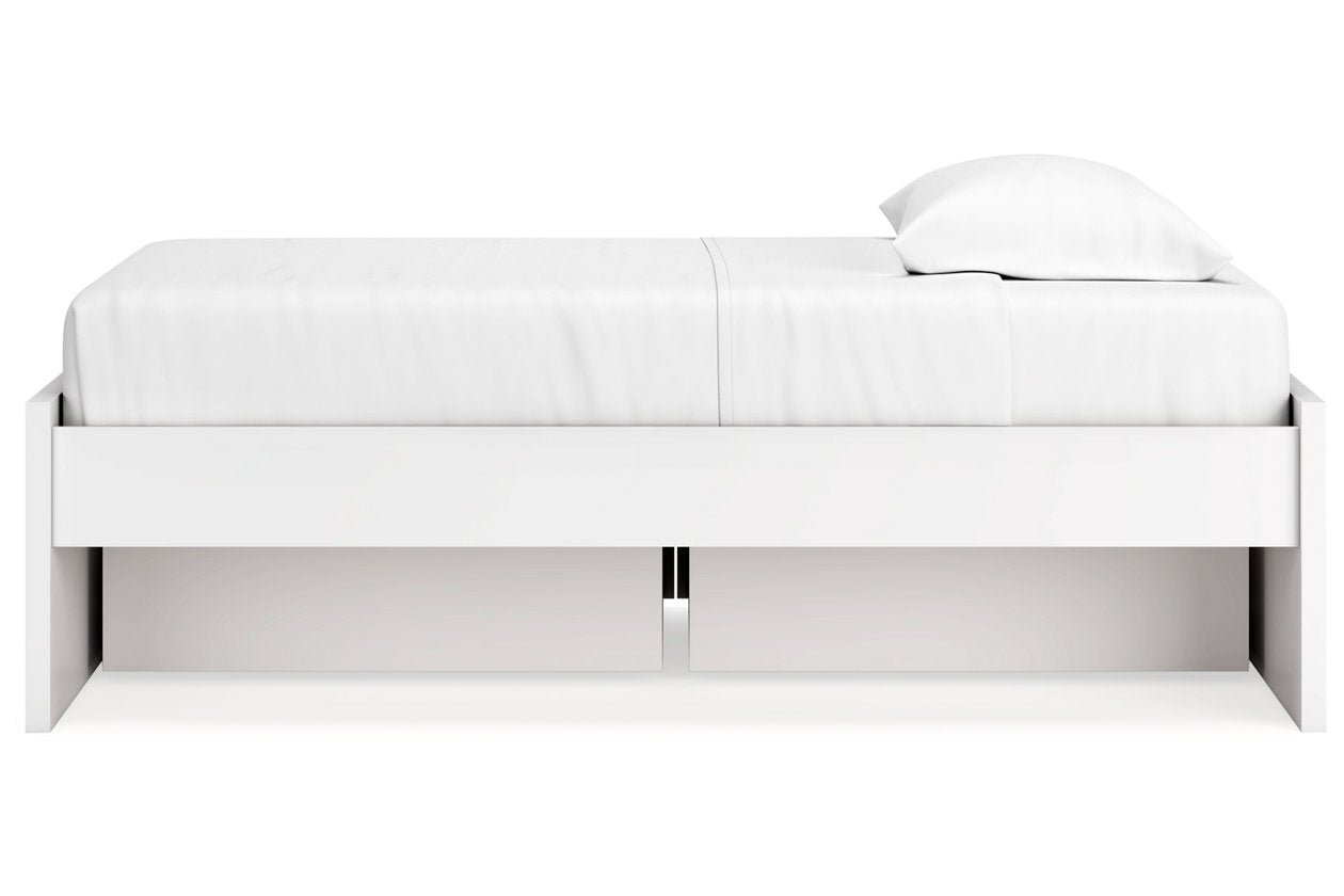 Onita White Twin Platform Bed with 1 Side Storage - Ashley - Luna Furniture