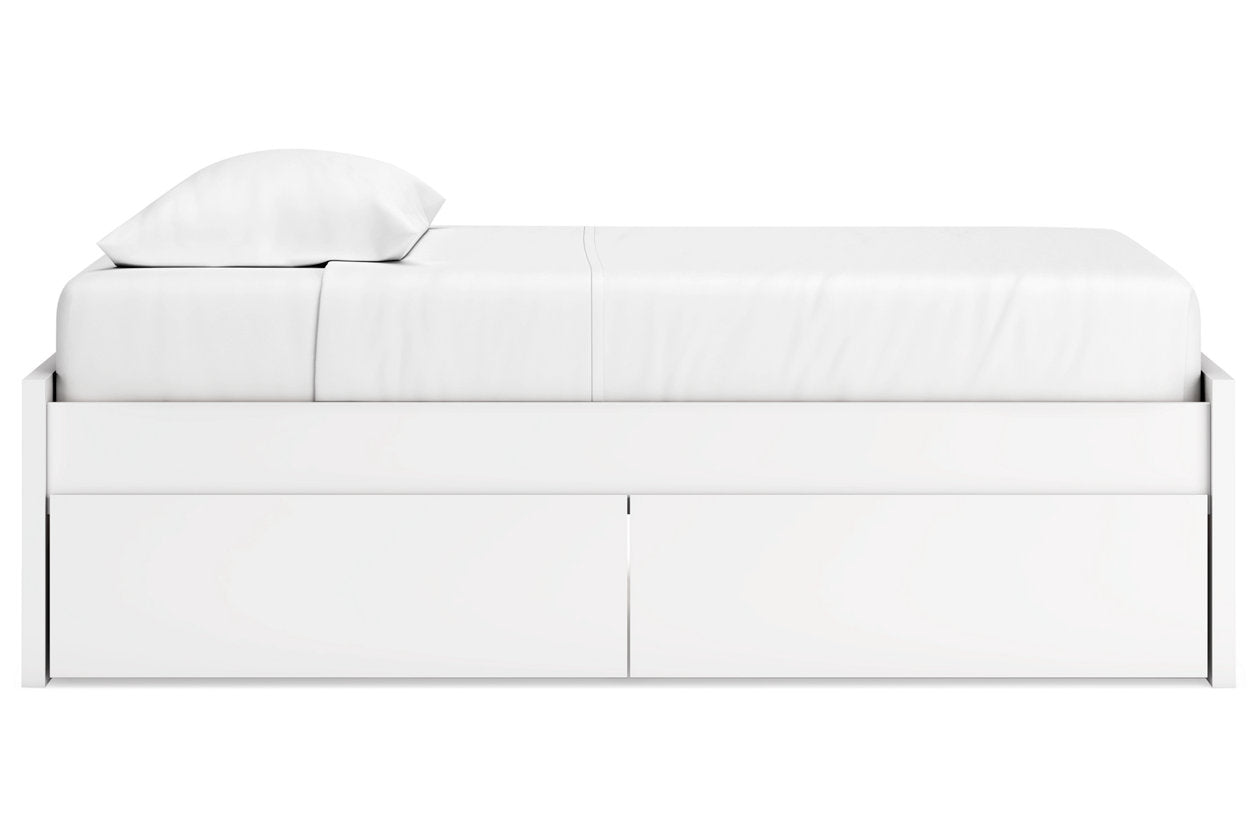 Onita White Twin Platform Bed with 1 Side Storage - Ashley - Luna Furniture