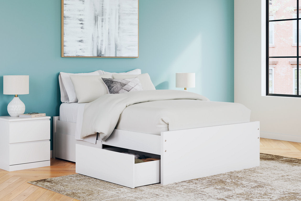 Onita White Full Platform Bed with 2 Side Storage - Ashley - Luna Furniture