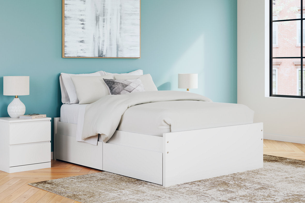 Onita White Full Platform Bed with 2 Side Storage - Ashley - Luna Furniture