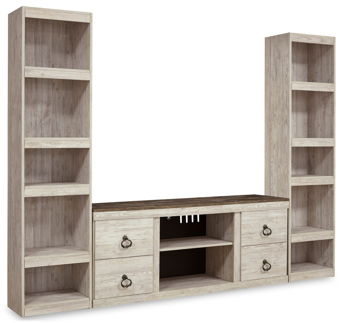 Willowton Whitewash 3-Piece Entertainment Center - Ashley - Luna Furniture