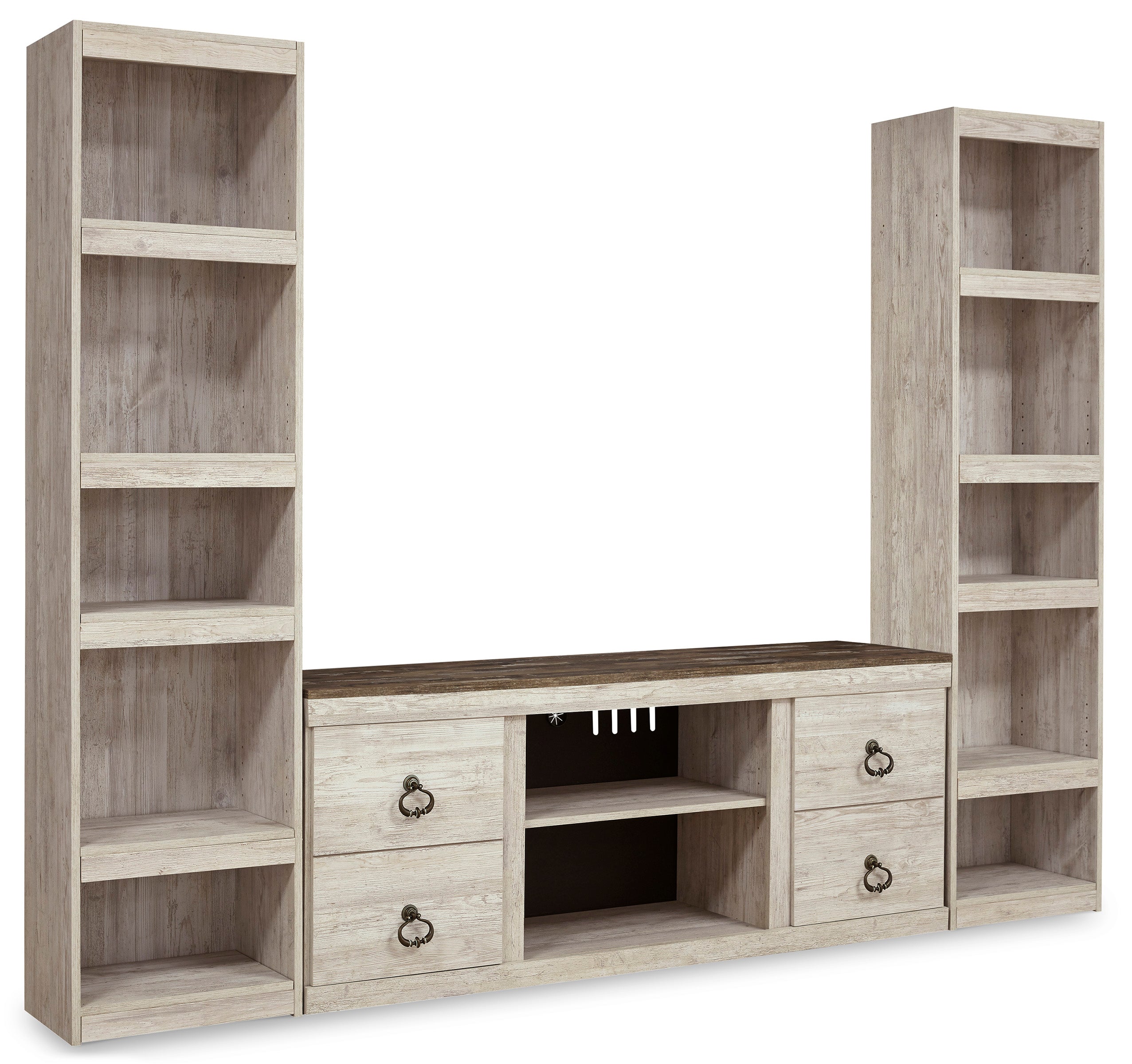 Willowton Whitewash 3-Piece Entertainment Center - Ashley - Luna Furniture