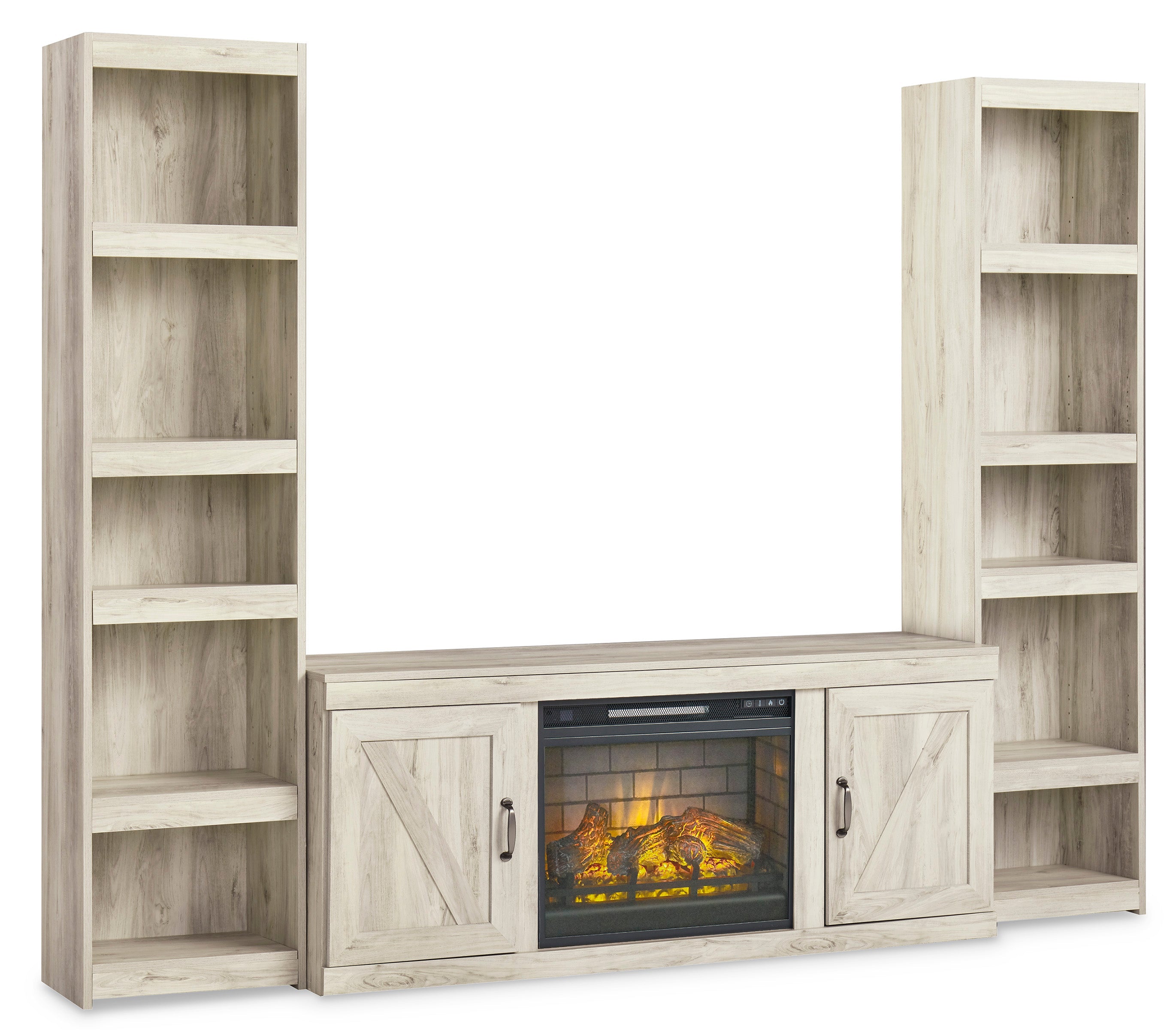 Bellaby Whitewash 3-Piece Entertainment Center with Electric Fireplace - Ashley - Luna Furniture