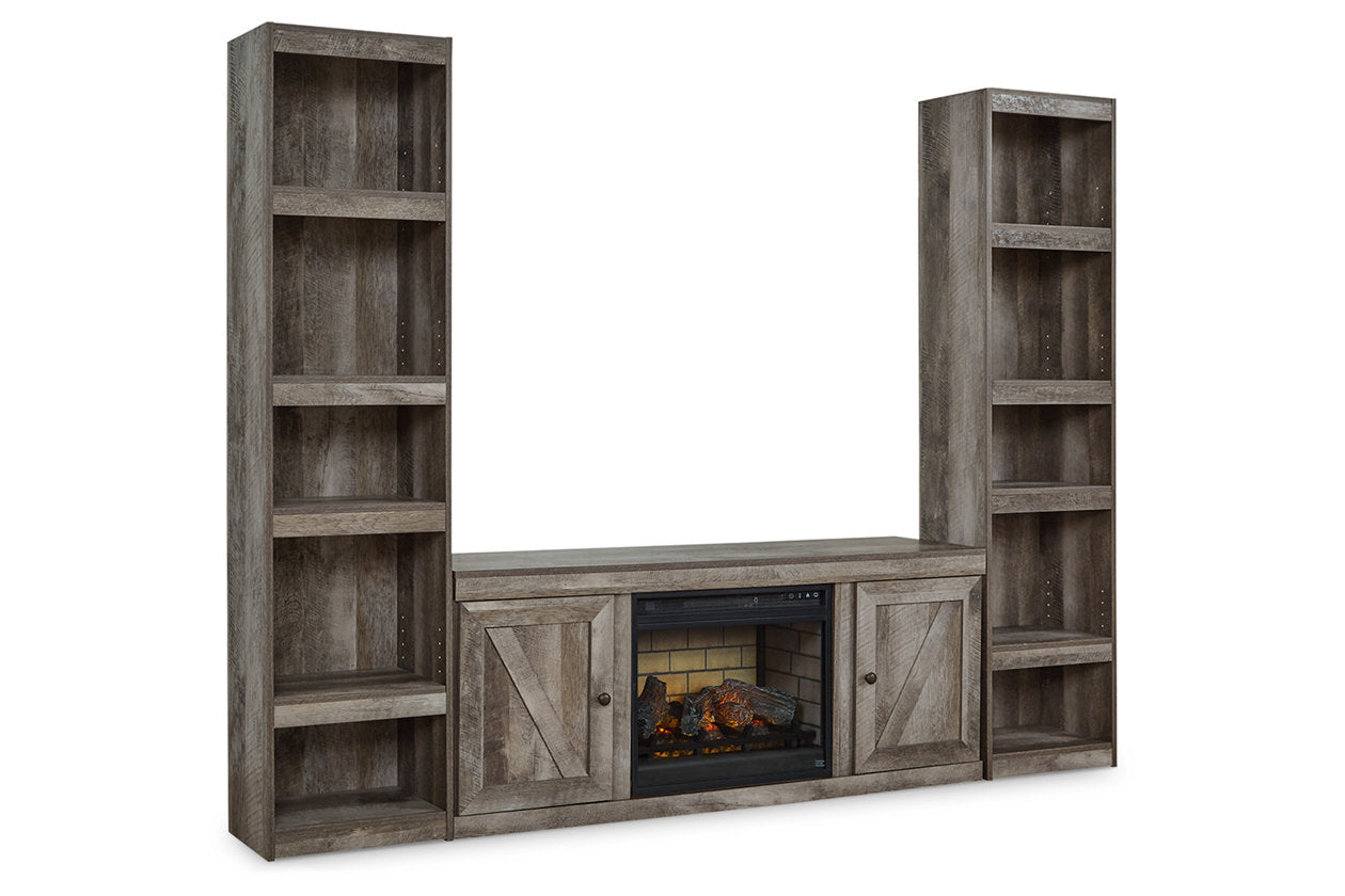 Wynnlow Gray 3-Piece Entertainment Center with Electric Fireplace - Ashley - Luna Furniture