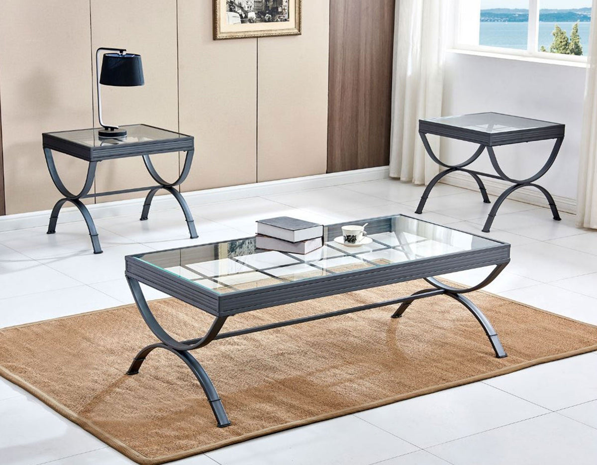 Emerson 3-Pack Set, Silver(Pack Includes Cocktail & 2 End Tables)