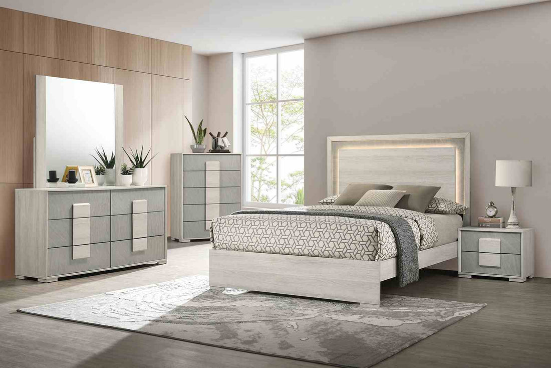 Lincolt White Wash/Stone Gray Contemporary Youth Bedroom Set