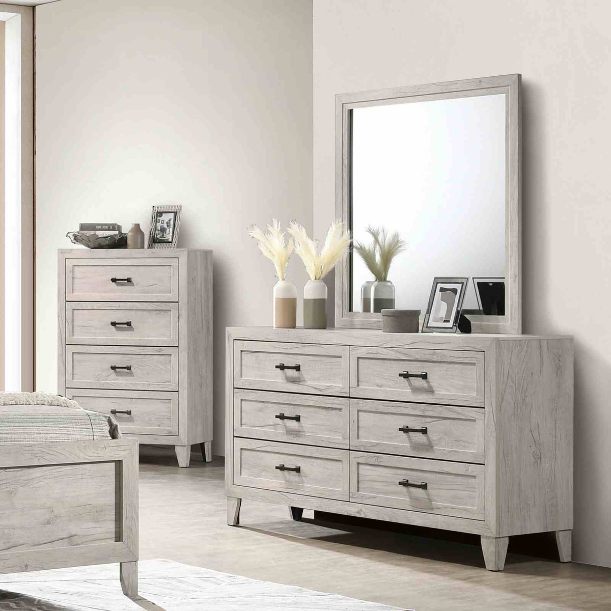 Mysen White Wash Contemporary Youth Bedroom Set