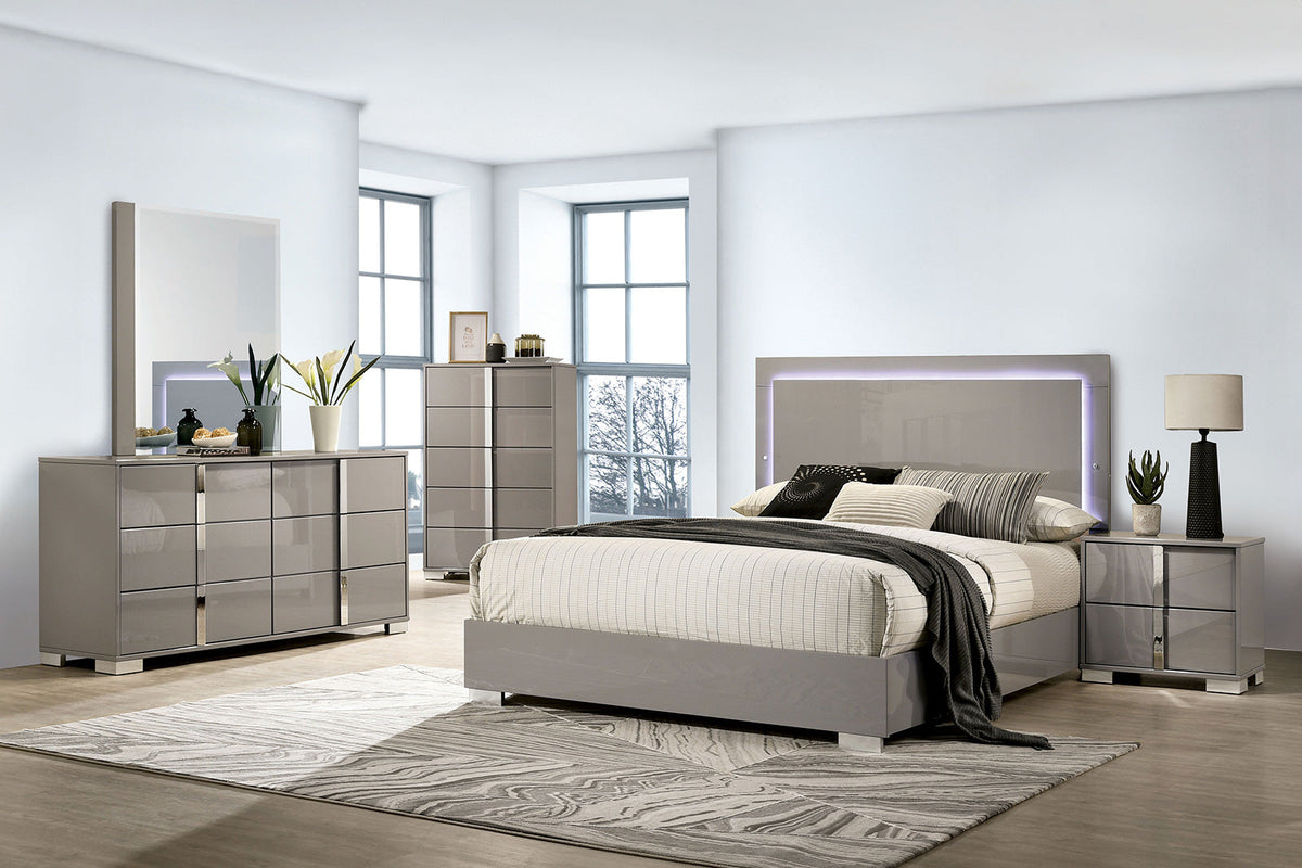 Sinistra Light Taupe Contemporary Bedroom Set