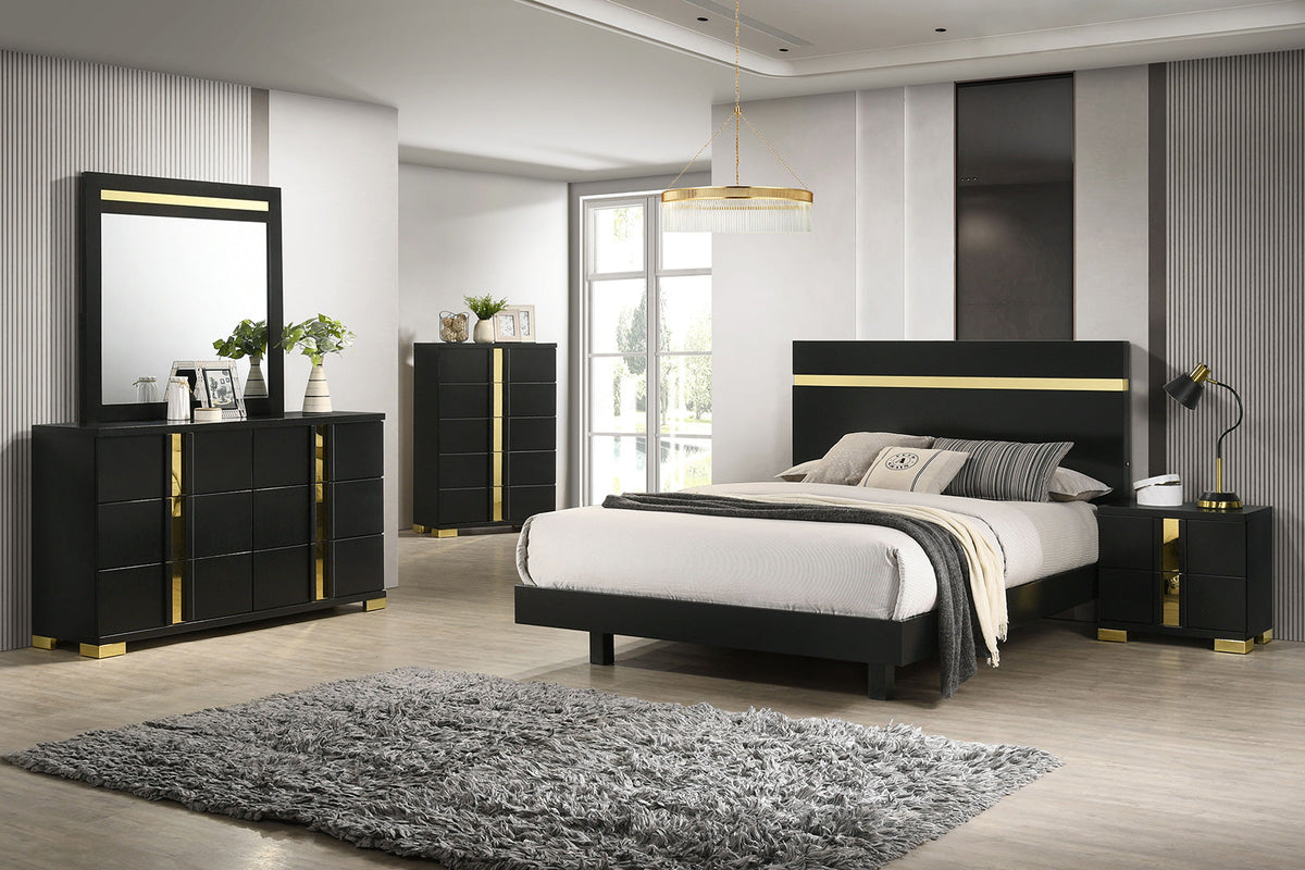 Lillestrom Black/Gold Contemporary Youth Bedroom Set