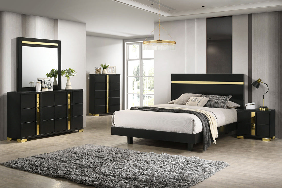 Lillestrom Black/Gold Contemporary Youth Bedroom Set