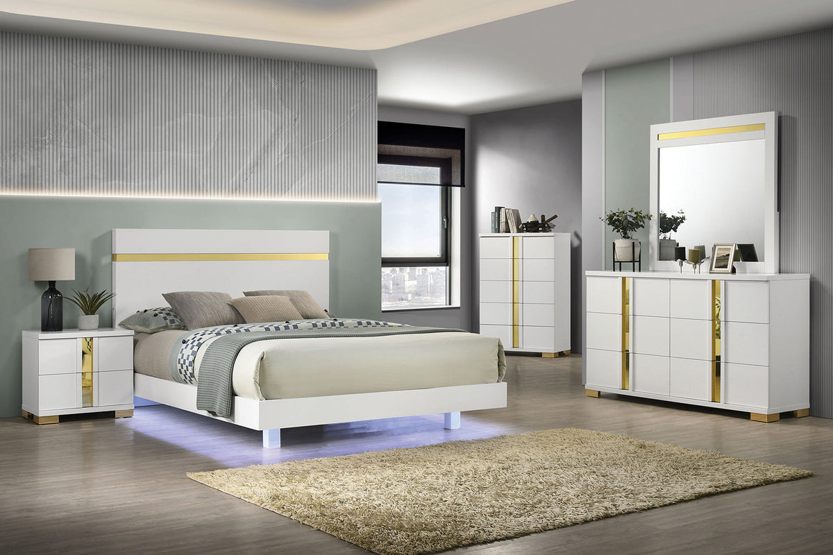 Lillestrom White/Gold Contemporary Youth Bedroom Set