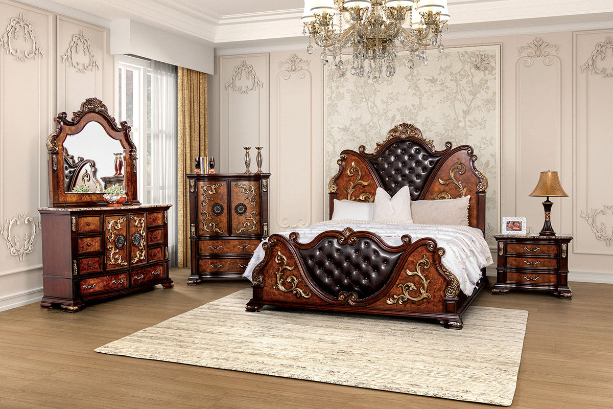 Aquilina Dark Cherry/Oak Traditional Bedroom Set