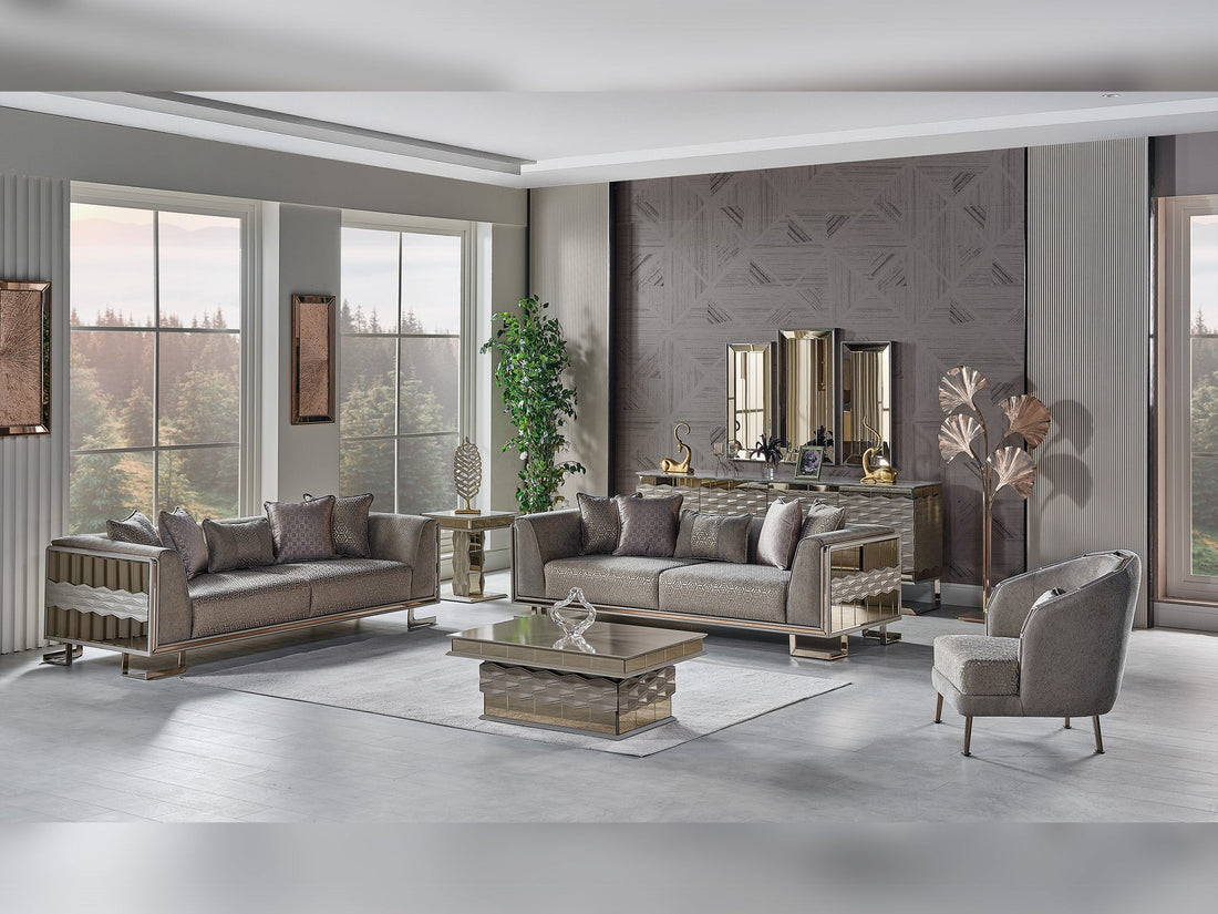 Gokce 4-pieces (2 Sofa & 2 Chair) Livingroom Set in Grey