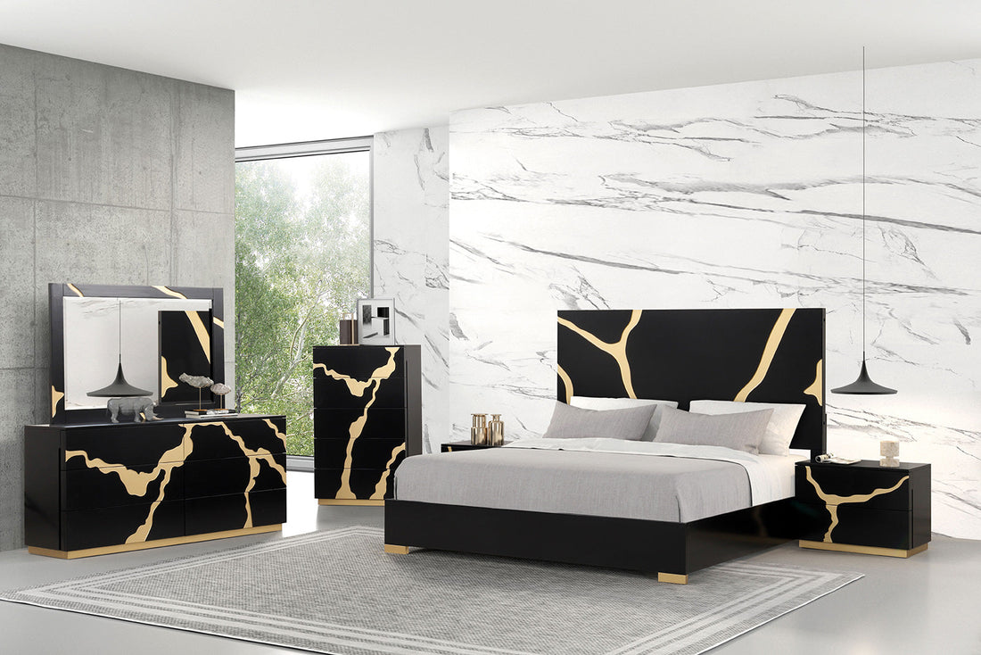 Goldsberg Black/Gold Contemporary Bedroom Set