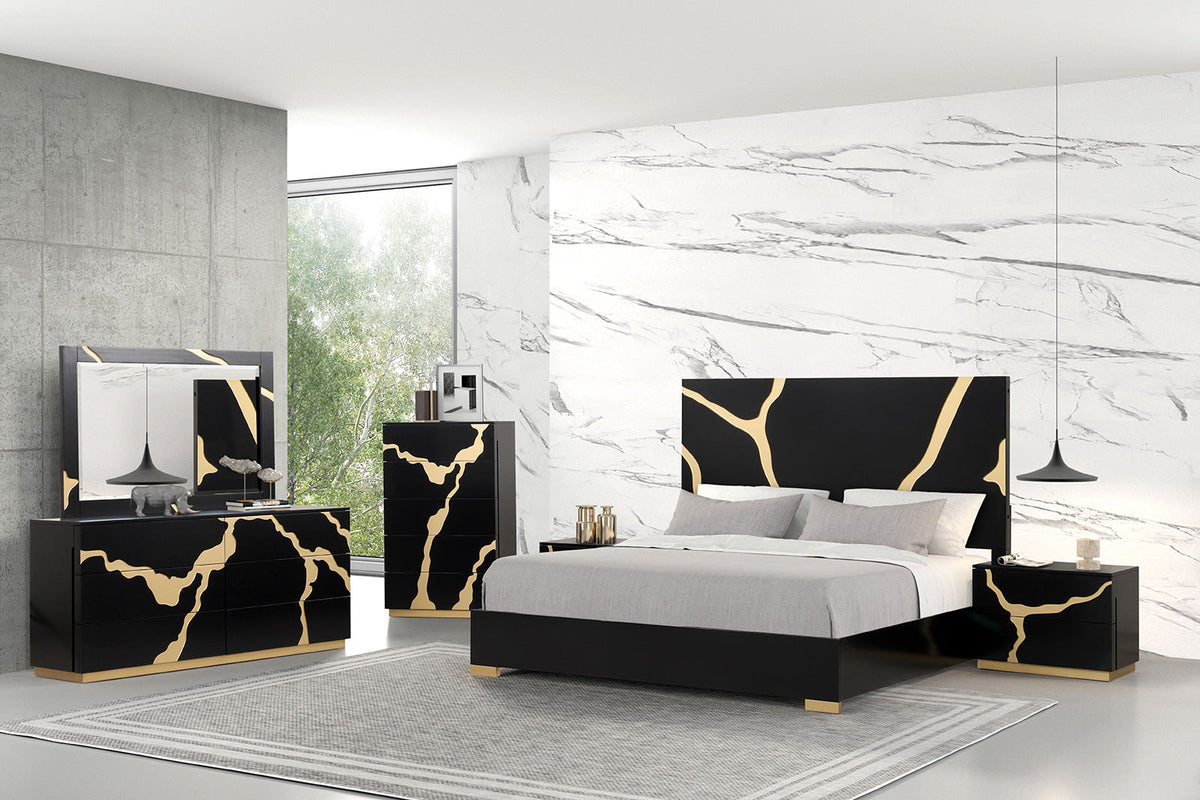 Goldsberg Black/Gold Contemporary Bedroom Set