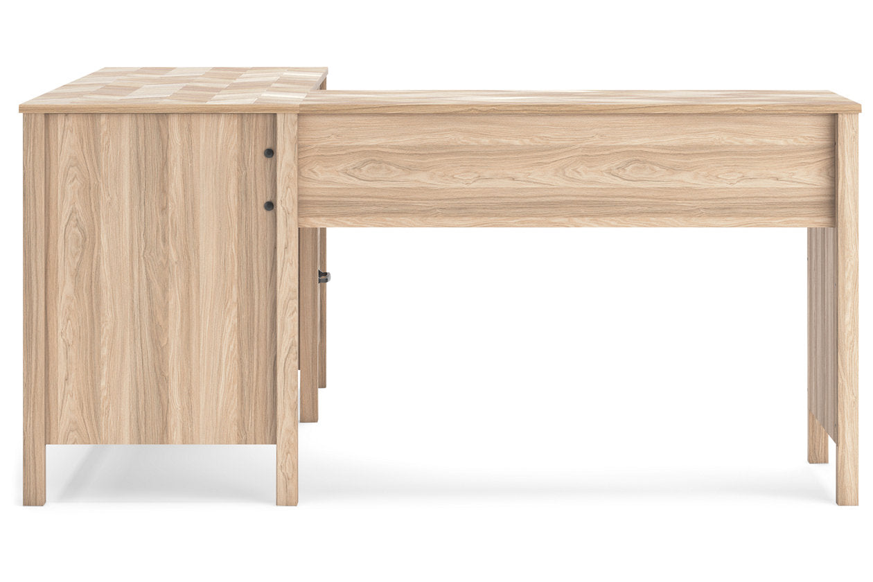 Battelle Tan 60" Home Office Desk with Return - Ashley - Luna Furniture