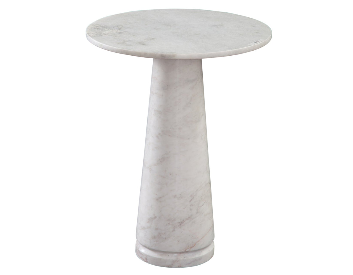 Joni 18″ Round Talita White Marble Accent End Table