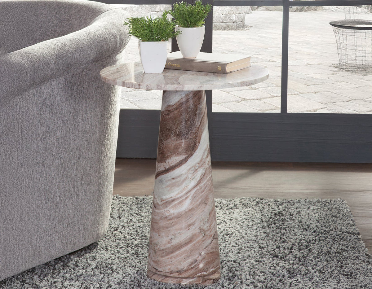 Joni 18″ Round Toronto Brown Marble Accent End Table