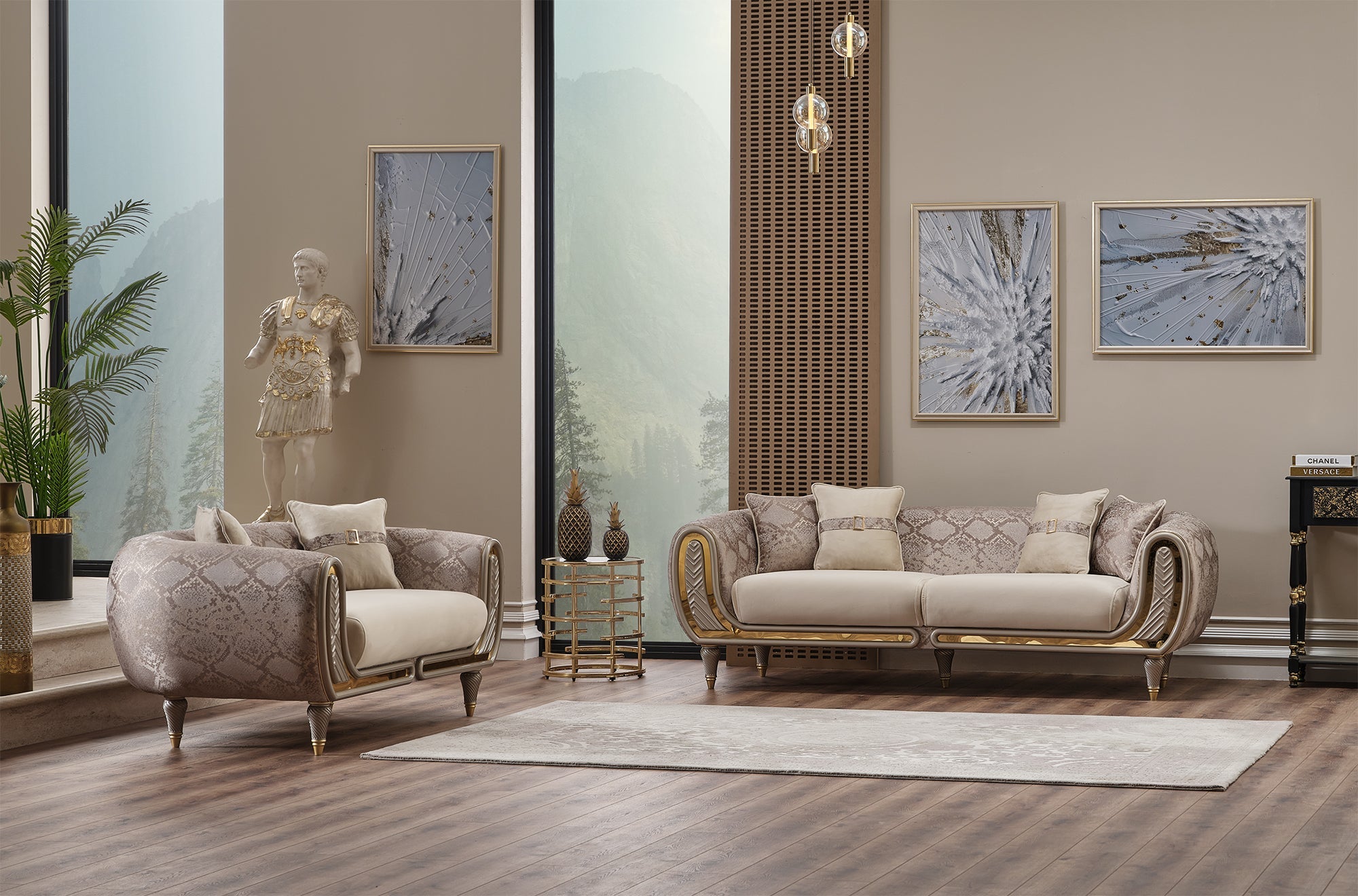 Lima 3-pieces (Sofa & Loveseat & Chair) Livingroom Set in Cream