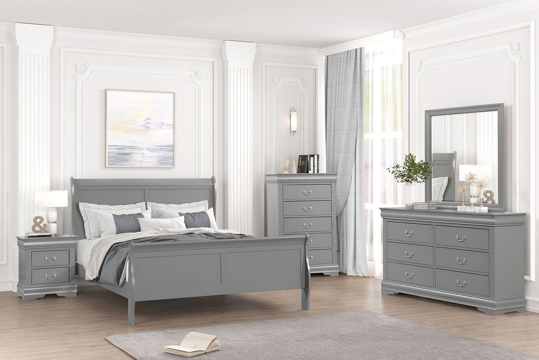 Louis Philippe Gray Transitional Bedroom Set