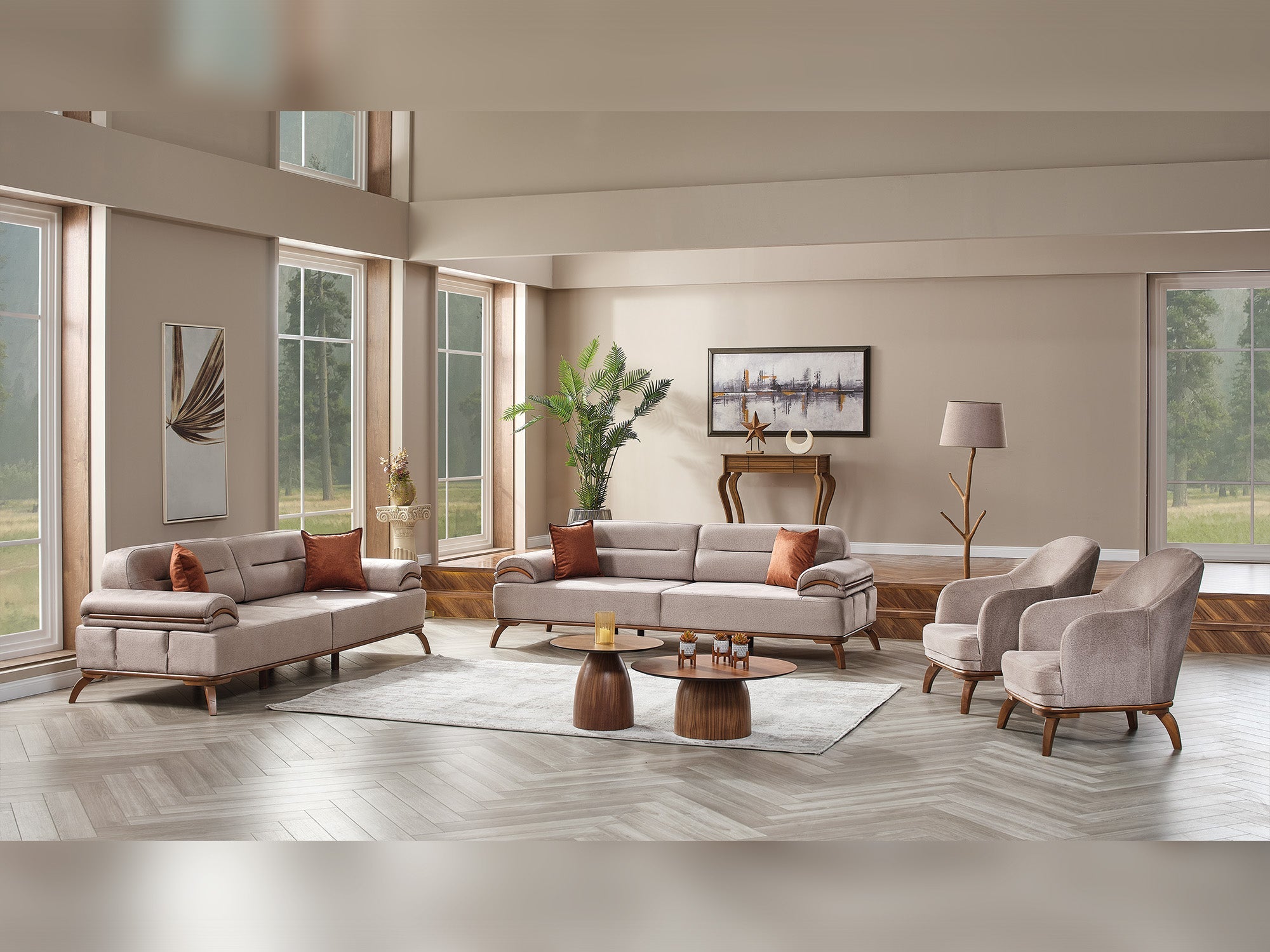 Mia 4-pieces (2 Sofa & 2 Chair) Livingroom Set in Beige