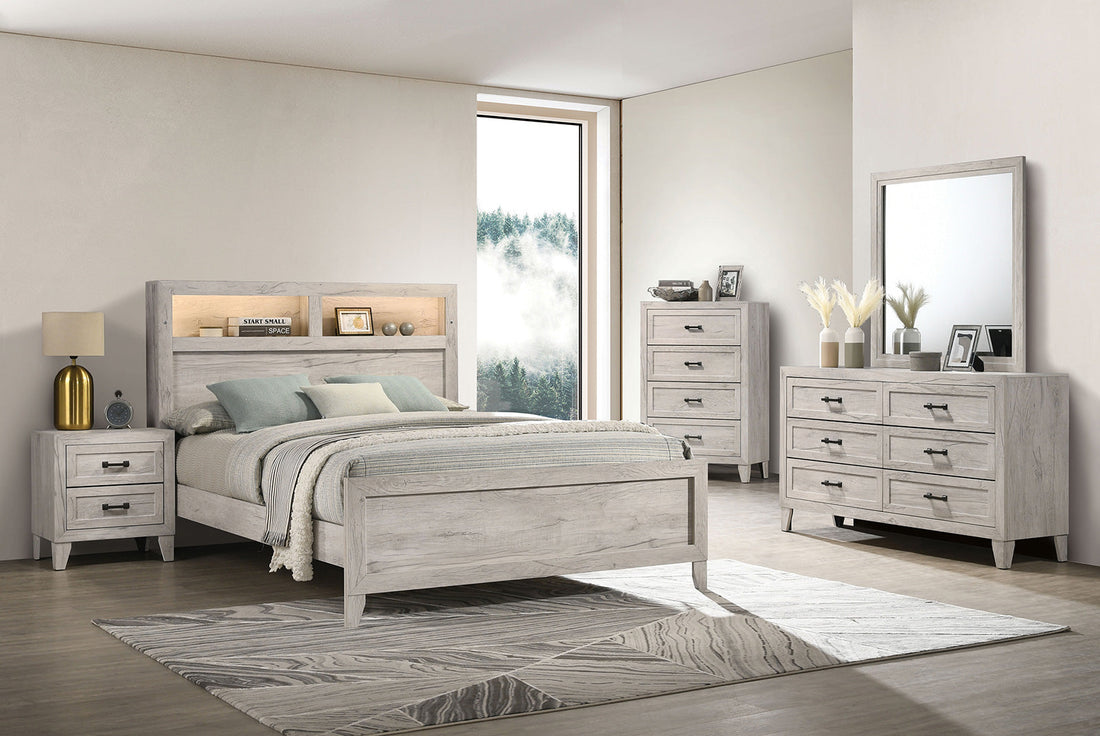 Mysen White Wash Contemporary Youth Bedroom Set