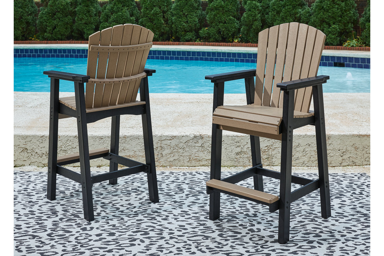 Fairen Trail Black/Driftwood Outdoor Counter Height Dining Table with 2 Barstools - Ashley - Luna Furniture