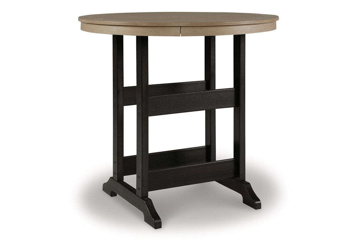 Fairen Trail Black/Driftwood Outdoor Counter Height Dining Table with 2 Barstools - Ashley - Luna Furniture