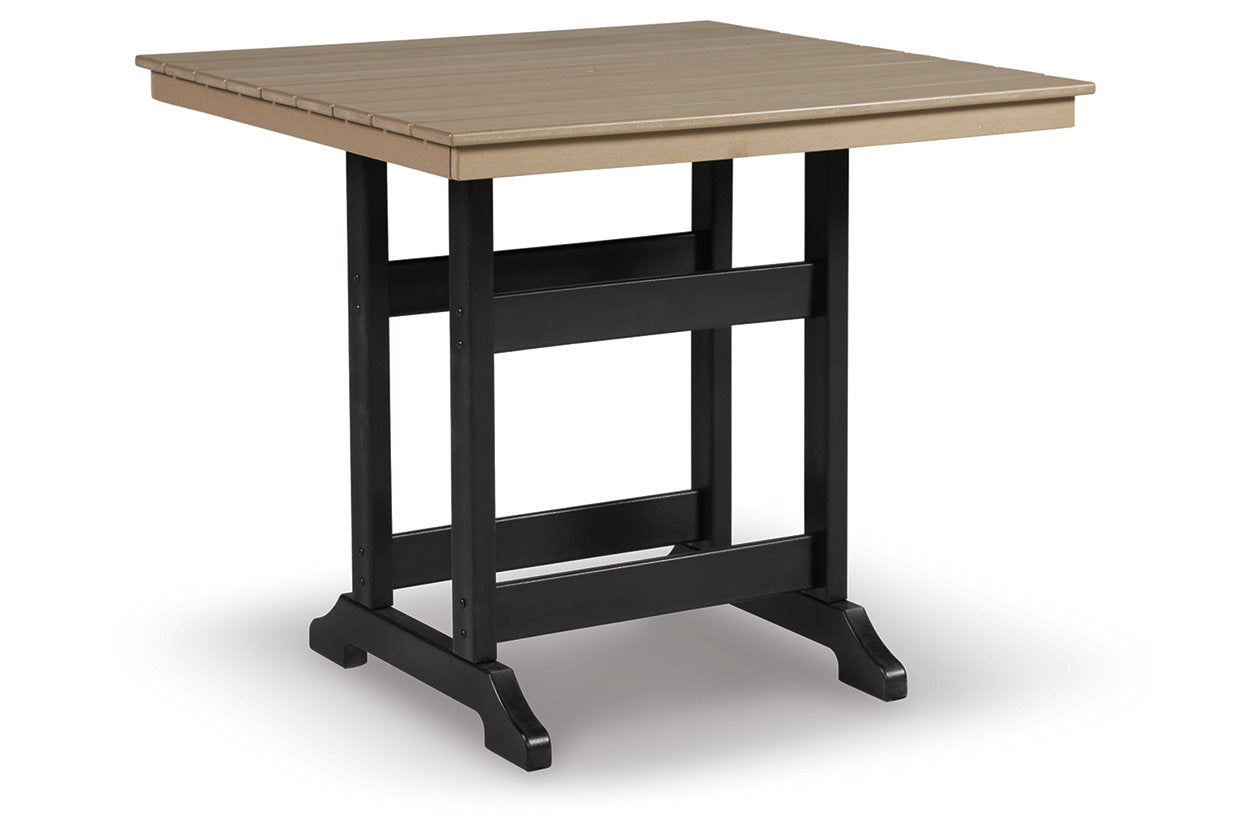 Fairen Trail Black/Driftwood Outdoor Counter Height Dining Table with 4 Barstools - Ashley - Luna Furniture