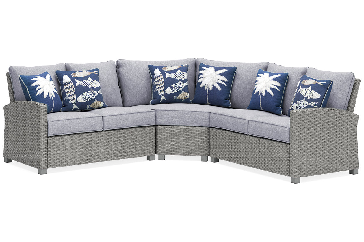Naples Beach Light Gray 3-Piece Outdoor Sectional - Ashley - Luna Furniture