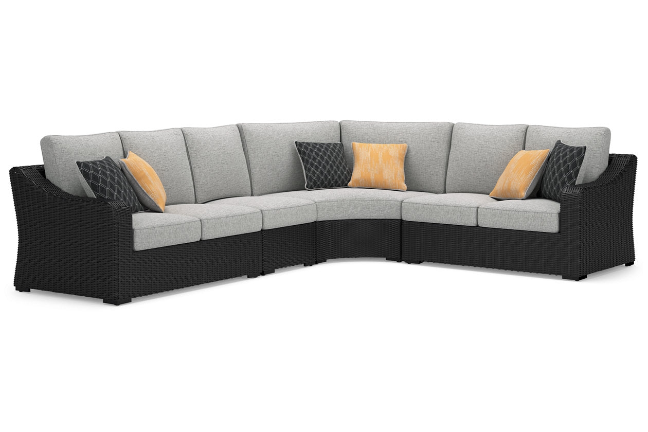 Beachcroft Black 4-Piece Outdoor Sectional - Ashley - Luna Furniture