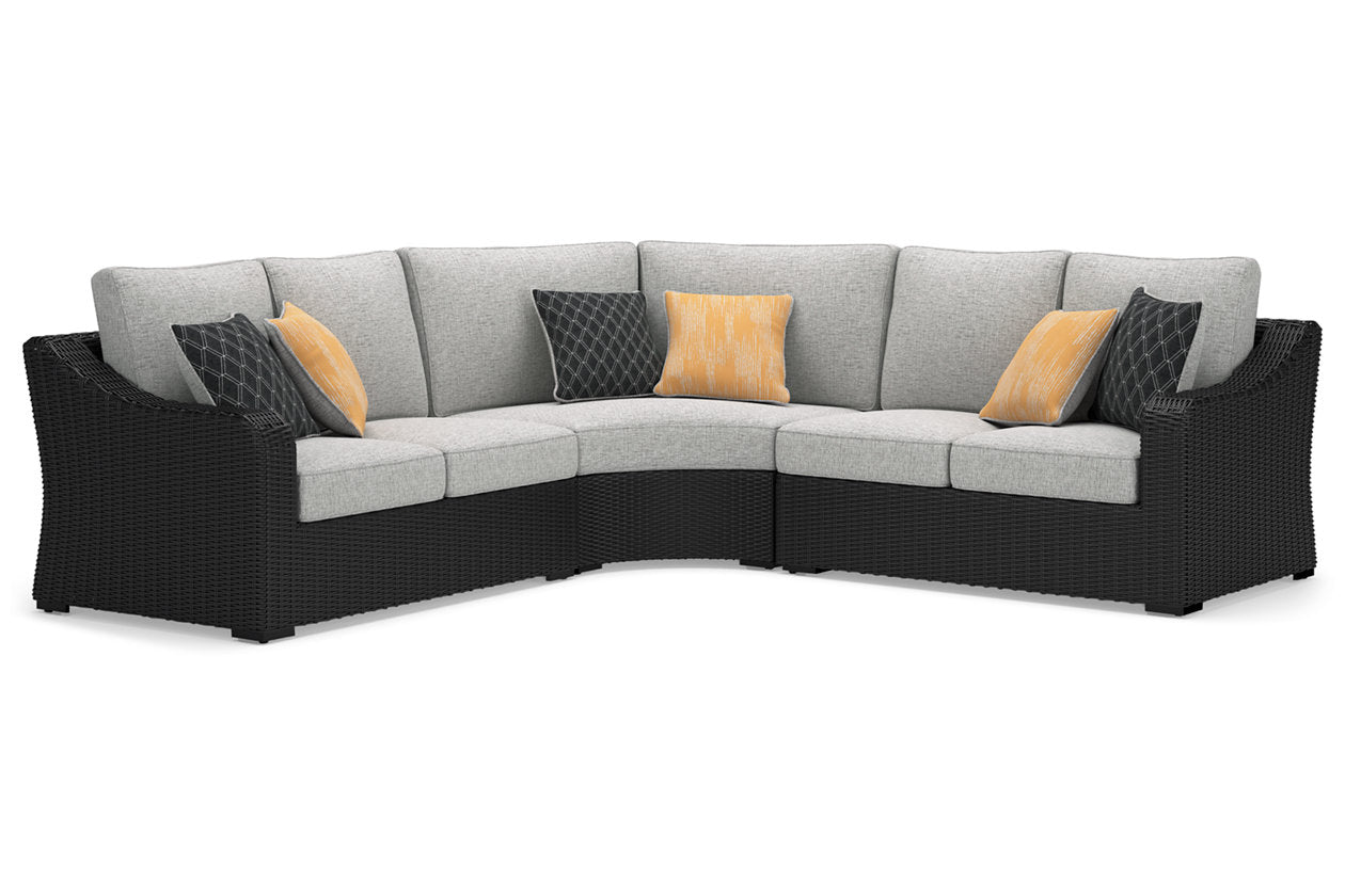 Beachcroft Black 3-Piece Outdoor Sectional - Ashley - Luna Furniture