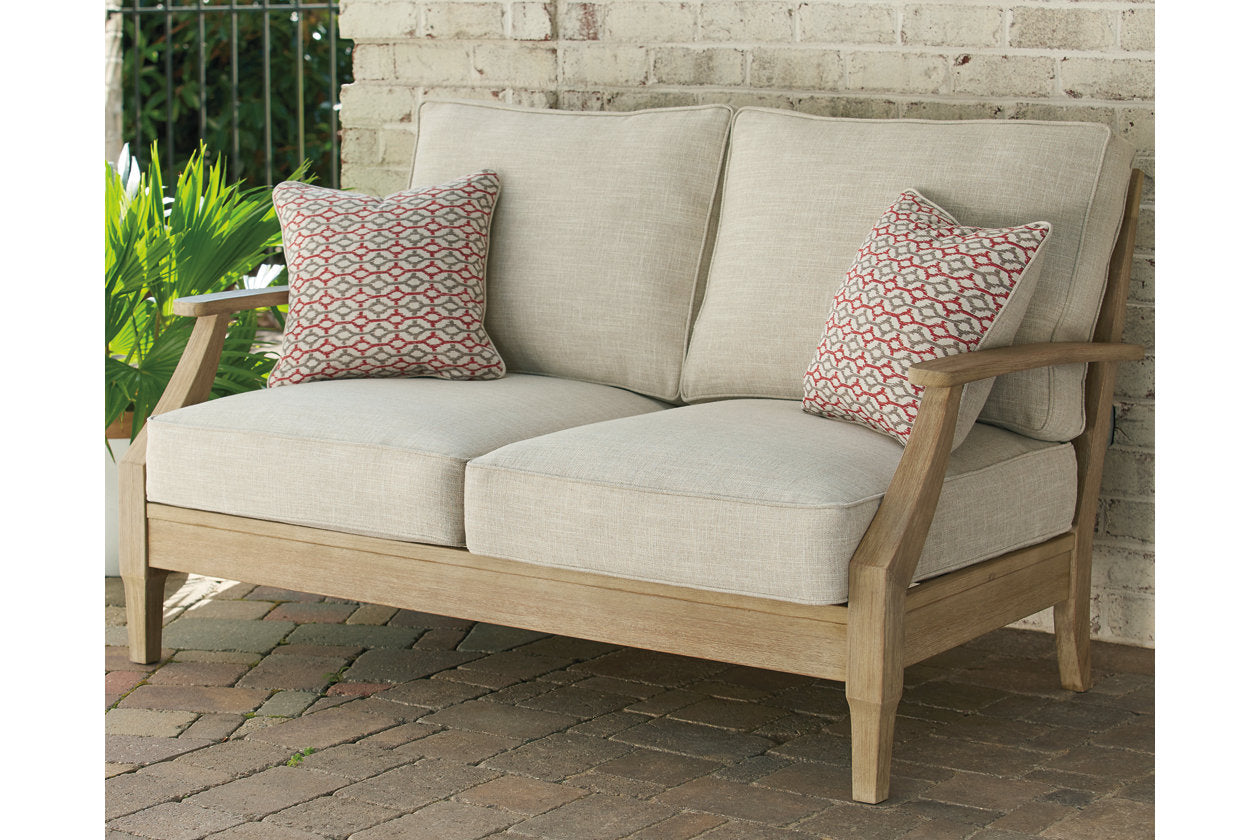 Clare View Beige Outdoor Sofa, Loveseat and Lounge Chair - Ashley - Luna Furniture