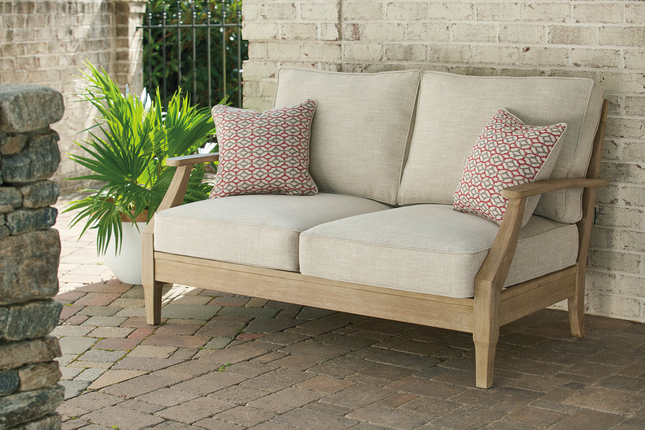 Clare View Beige Outdoor Loveseat and 4 Lounge Chairs - Ashley - Luna Furniture