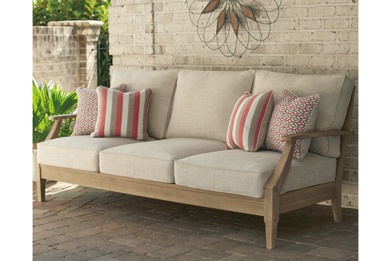 Clare View Beige Outdoor Sofa, Loveseat and Lounge Chair - Ashley - Luna Furniture