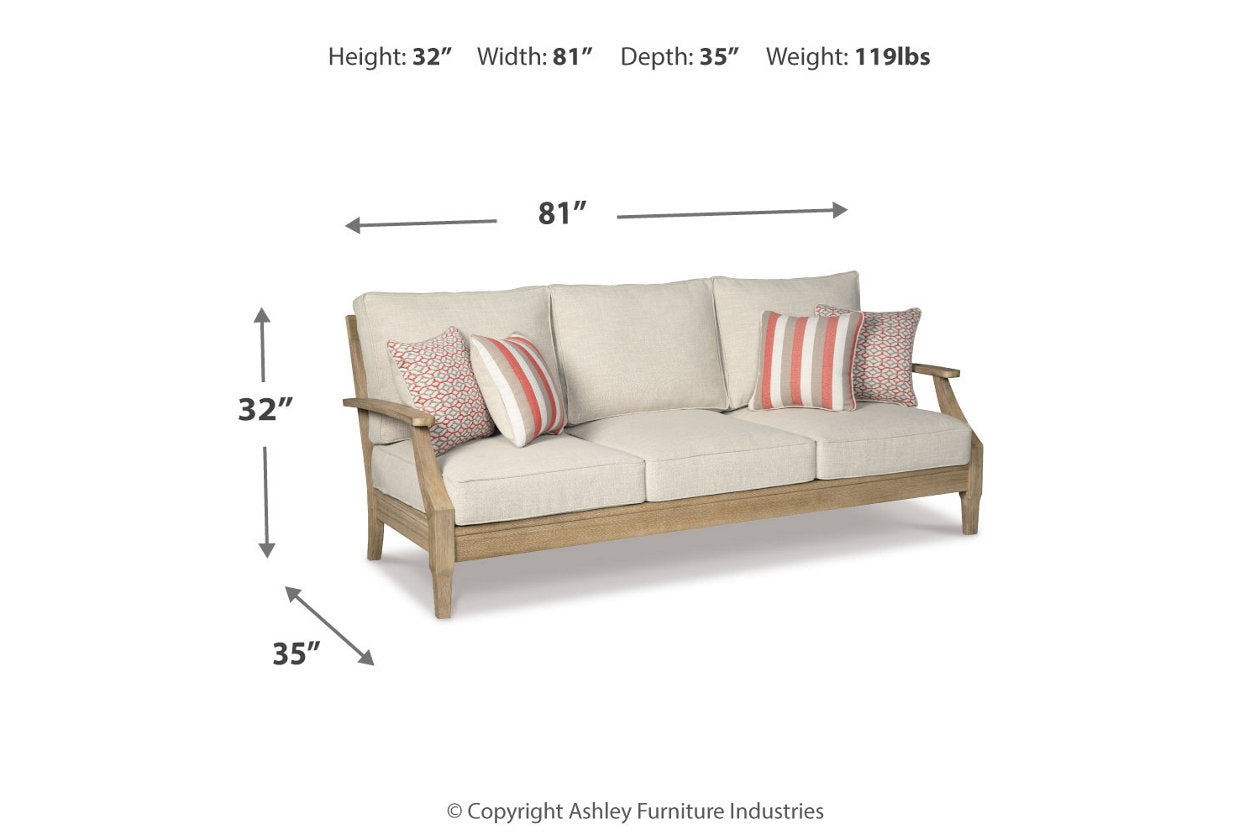 Clare View Beige Outdoor Sofa, Loveseat and Lounge Chair - Ashley - Luna Furniture