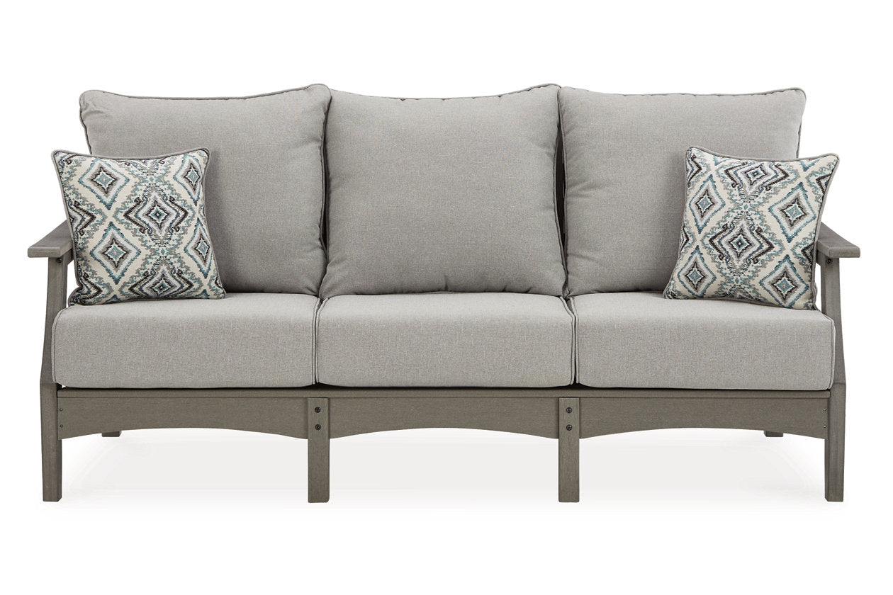 Visola Gray Outdoor Sofa, 2 Lounge Chairs and Coffee Table - Ashley - Luna Furniture