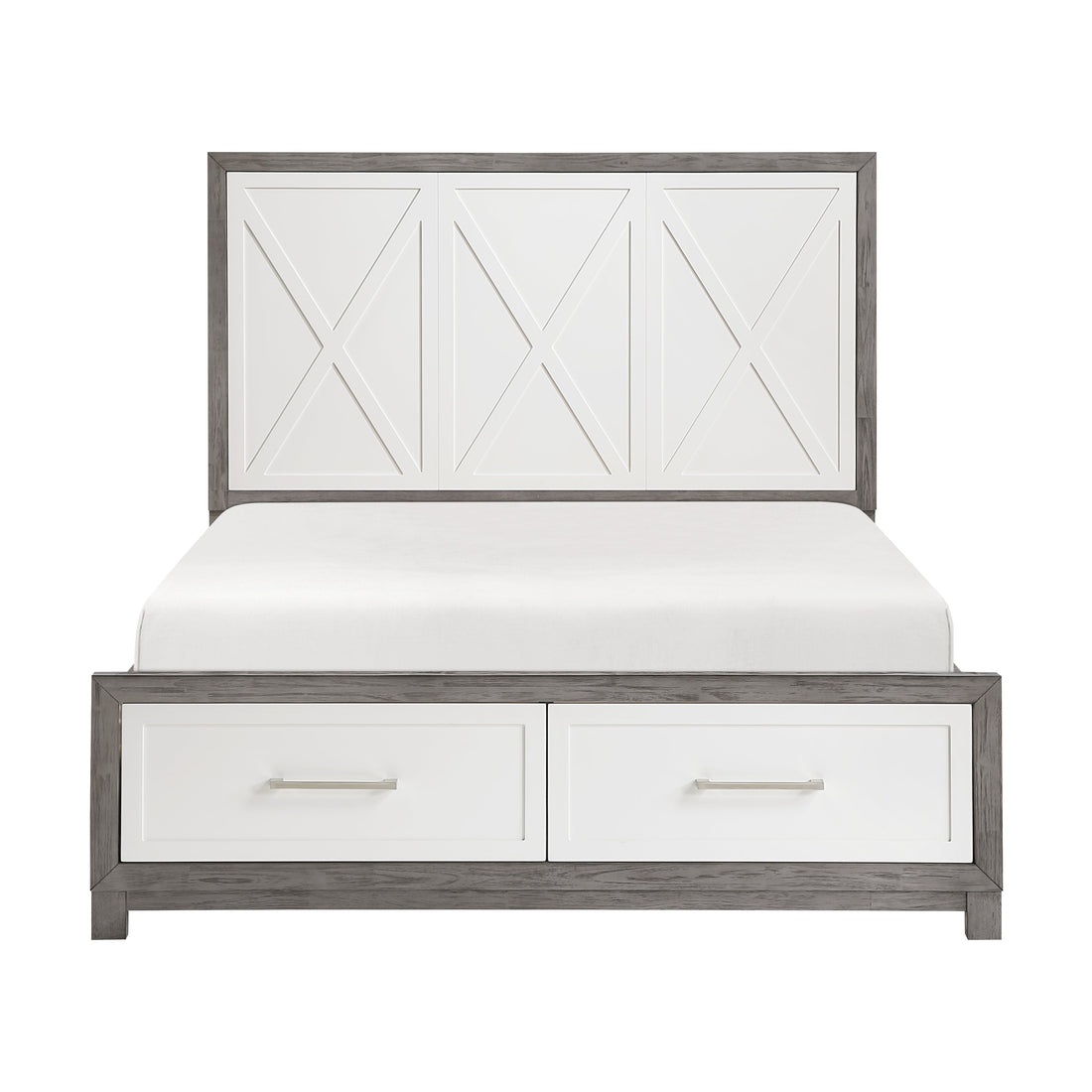 Rowan Ivory/Gray Youth Platform Bedroom Set with Footboard Storage