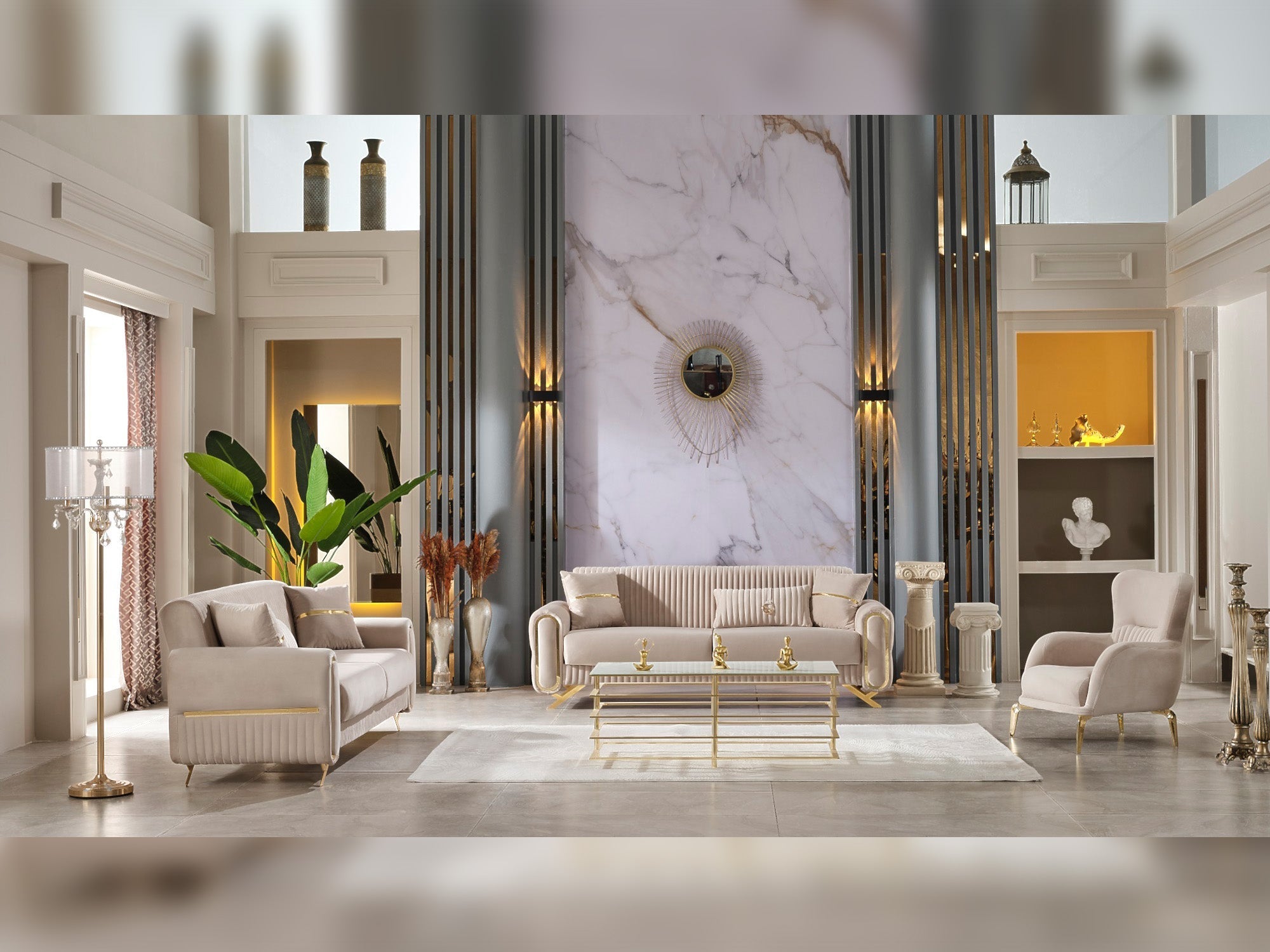 Royal 3-pieces (Sofa & Loveseat & Chair) Livingroom Set in Beige