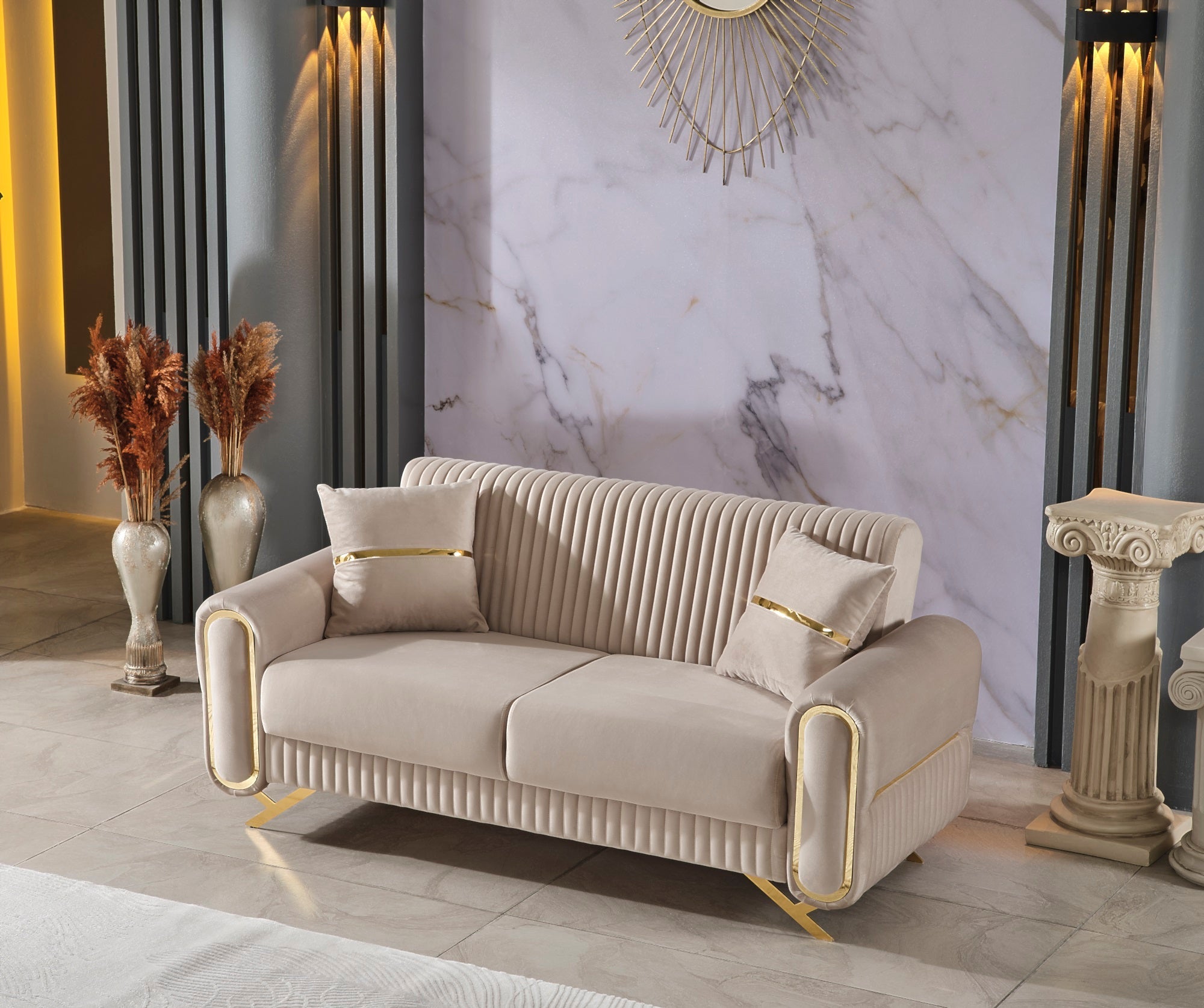 Royal Convertible Loveseat in Beige