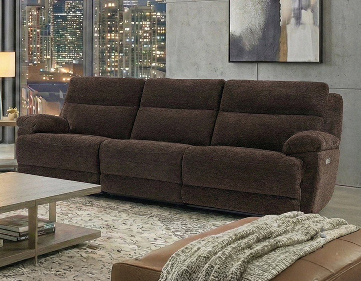 Gatlin 3-Piece Dual-Power Reclining Set, Brown Fabric – Sofa, Loveseat, Recliner